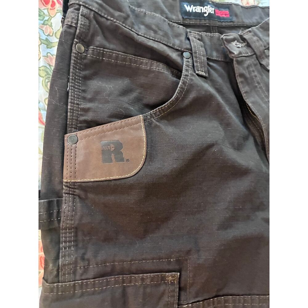 Wrangler Riggs Brown Carpenter Work Pants 30x30 | Utility Cargo Distressed - Picture 6 of 11